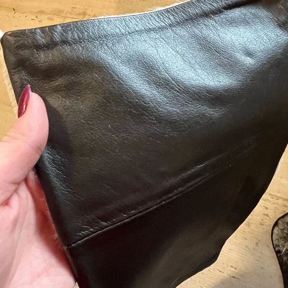 Genuine cow hide leather and fur handmade Christmas Stockings - Picture 12 of 15